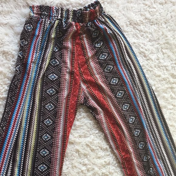 CHANDLY  Printed Colorful Pants Wide Legs High Rise Elastic Waist Stretchy M - Picture 2 of 6